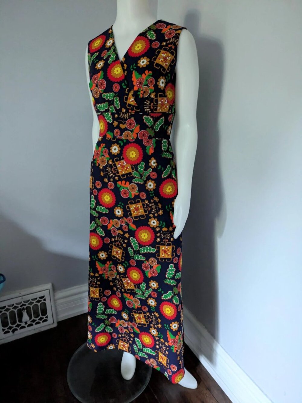 Vintage 70's Handmade Floral Long Dress